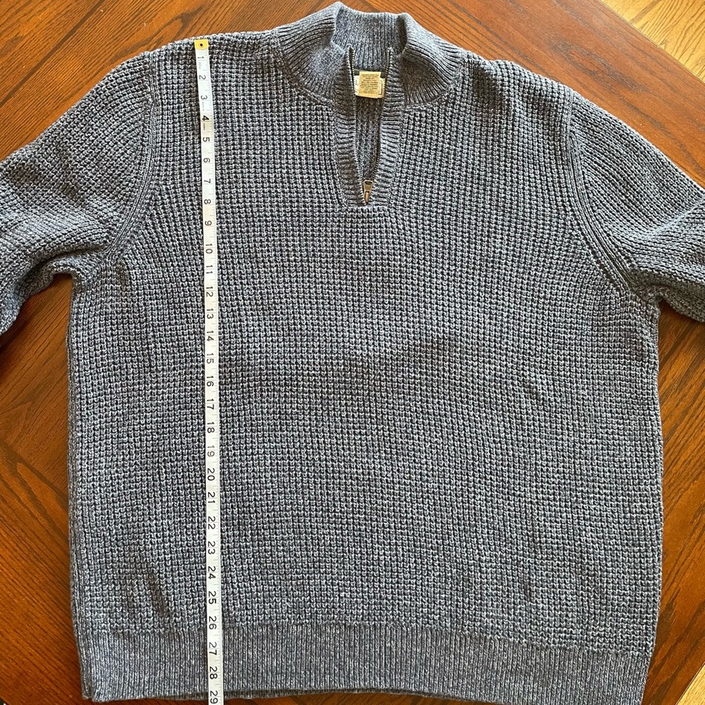 Men’s LL Bean Organic Cotton Waffle Sweater 1/4 Zip 3XL Washed Worn Once - Picture 9 of 11